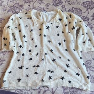 Baciano Black Star Cream Sweater Small